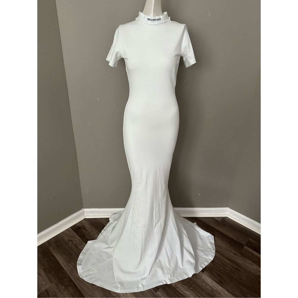 NWT BALENCIAGA Embroidered stretch-cotton jersey maxi dress MEDIUM $1850 - Picture 6 of 11